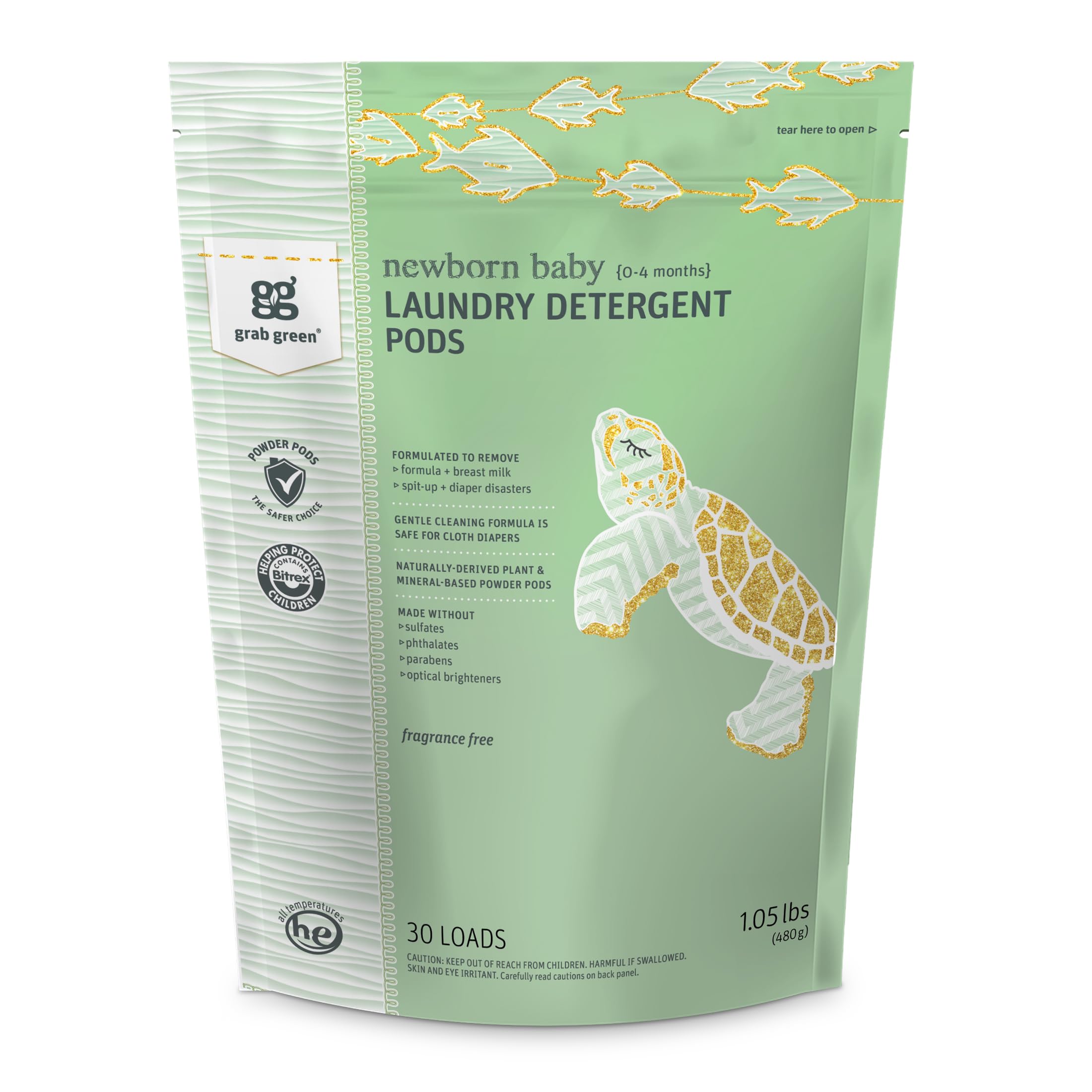 Newborn Baby Detergent Pods Natural Laundry Powder Pods (30 Pods