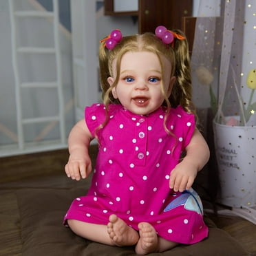 Reborn Baby Dolls 24'' White Skin Soft Body with Silicone Limbs Christmas Birthday Gift Set for 3+ Years Children