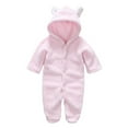 thumbnail image 1 of Newborn Baby Fleece Footed Jumpsuit Bear Ear Snowsuit Hooded Romper for Infant Boy Girl 0-12 Months, 1 of 10
