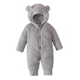 thumbnail image 1 of Newborn Baby Fleece Jumpsuit One Piece Footies Jumpsuit Bear Button Hoodies Infant Girls Boys Long Sleeve Warm Romper Outfits, 1 of 7