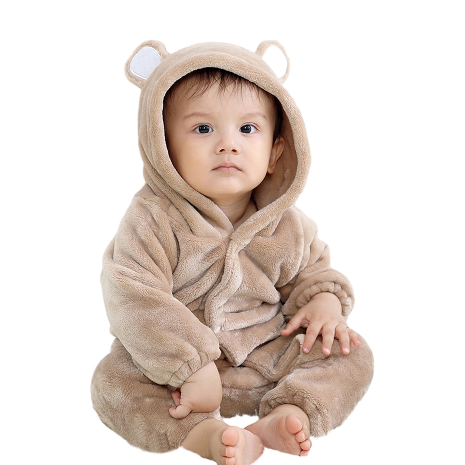 Newborn Baby Fleece Romper One-Piece Footies Jumpsuit Pajama Infant ...