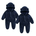 thumbnail image 1 of Newborn Baby Fleece Thick Snowsuit 2PC Warm Winter Onesie Animal Bear Hooded Jumpsuit for Girls Boys Zip Up Lounge Pajamas, 1 of 7