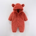 thumbnail image 1 of Baby Warm Jumpsuit Cute Bear Ear Romper Hooded Winter Baby Outfits for Little Girl 9-12 Months, 1 of 8
