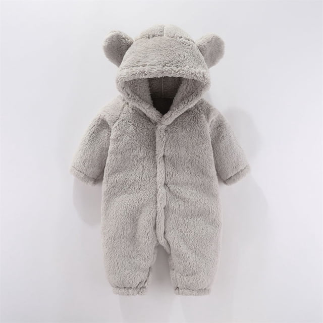 Baby Warm Jumpsuit Cute Cartoon Animal Outfit Hooded Jumpsuit Romper Baby Girl Winter Clothes for Baby Girls 6-9 Months