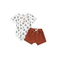 thumbnail image 1 of Newborn Baby Floral Print Short Sleeve Romper + Drawstring Shorts 2 Piece Outfits Set, 1 of 9