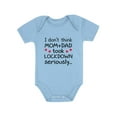 thumbnail image 1 of Newborn Baby Funny Social Distancing Quarantine Announcement Baby Bodysuit 6M (3-6M) Aqua, 1 of 5