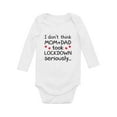 thumbnail image 1 of Newborn Baby Funny Social Distancing Quarantine Baby Long Sleeve Bodysuit 12M (6-12M) White, 1 of 1