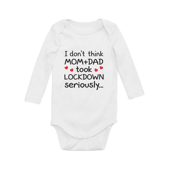 Newborn Baby Funny Social Distancing Quarantine Baby Long Sleeve Bodysuit 6M (3-6M) White