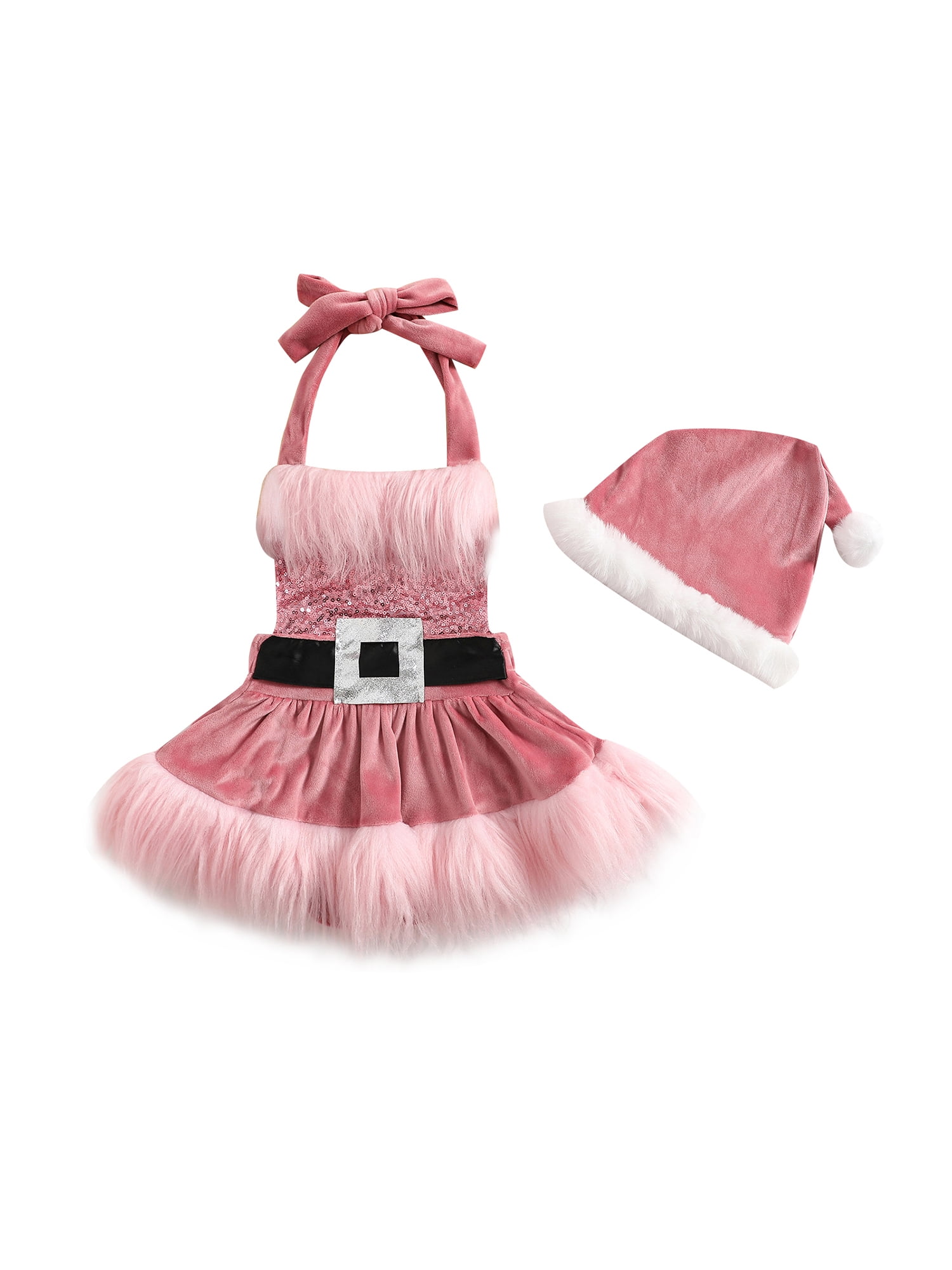 Newborn Baby Girl 1st Christmas Romper Dress Outfit Sequins Ruffle