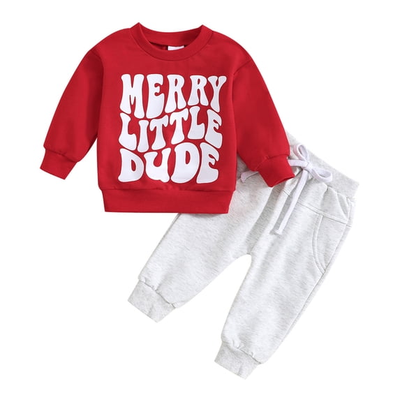 Newborn Baby Girl Boy Christmas Outfit Christmas Pattern Long Sleeve Sweatshirt Top Stretch Pants Infant Boy Clothes Toddler Baby Fall Outfits 12-18 Months