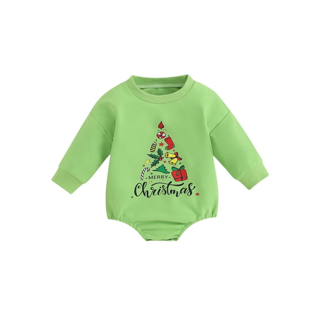 Newborn Baby Girl Boy Christmas Outfit Sweatshirt Oversized Onesie