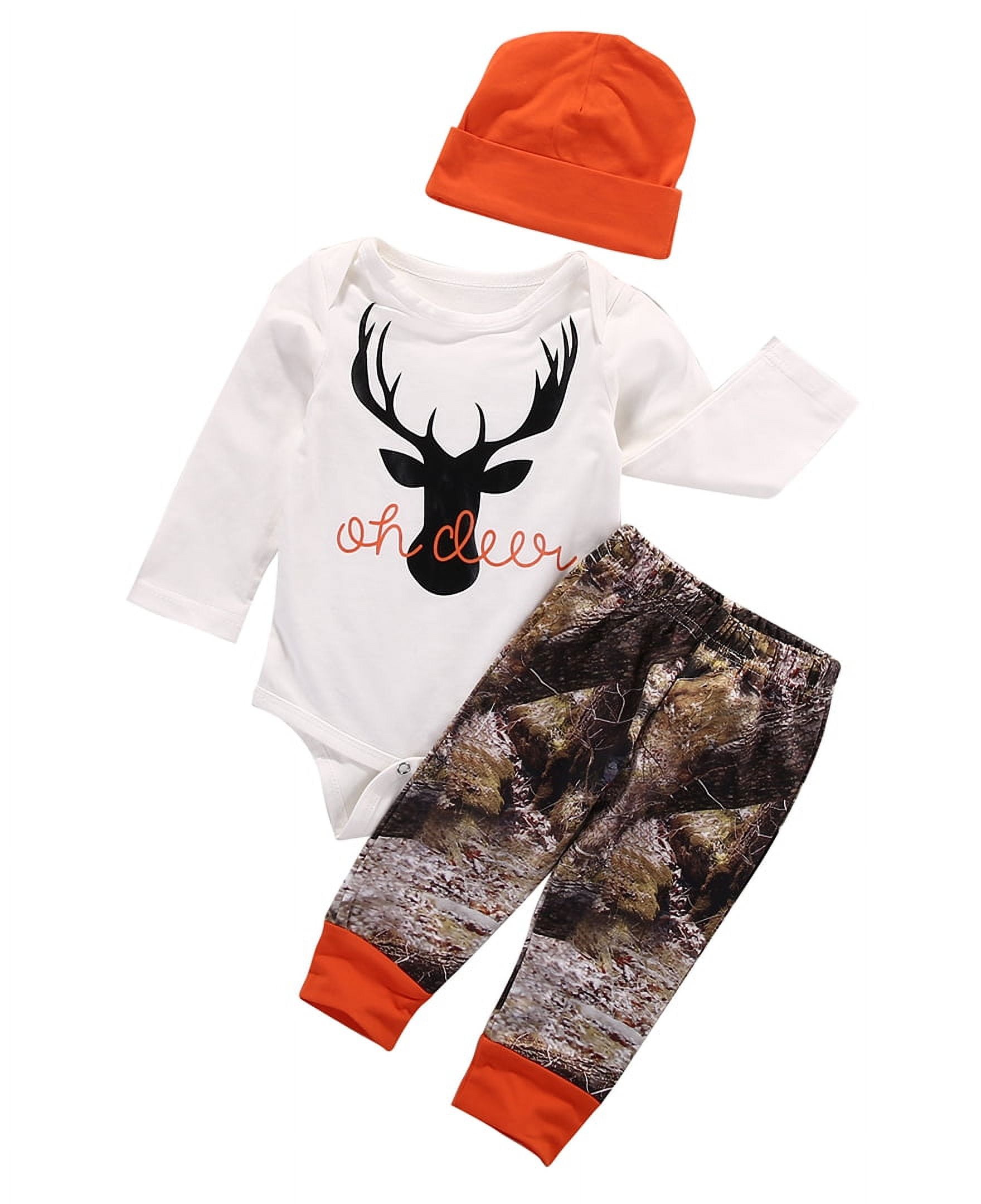 Newborn Baby Girl Boy Clothes Deer Print Long Sleeve Romper Bodysuit