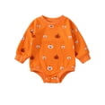 thumbnail image 1 of Newborn Baby Girl Boy Clothes Pumpkin Romper Sweatshirt Onesie Long Sleeve Bubble Jumpsuit Halloween Outfit, 1 of 6