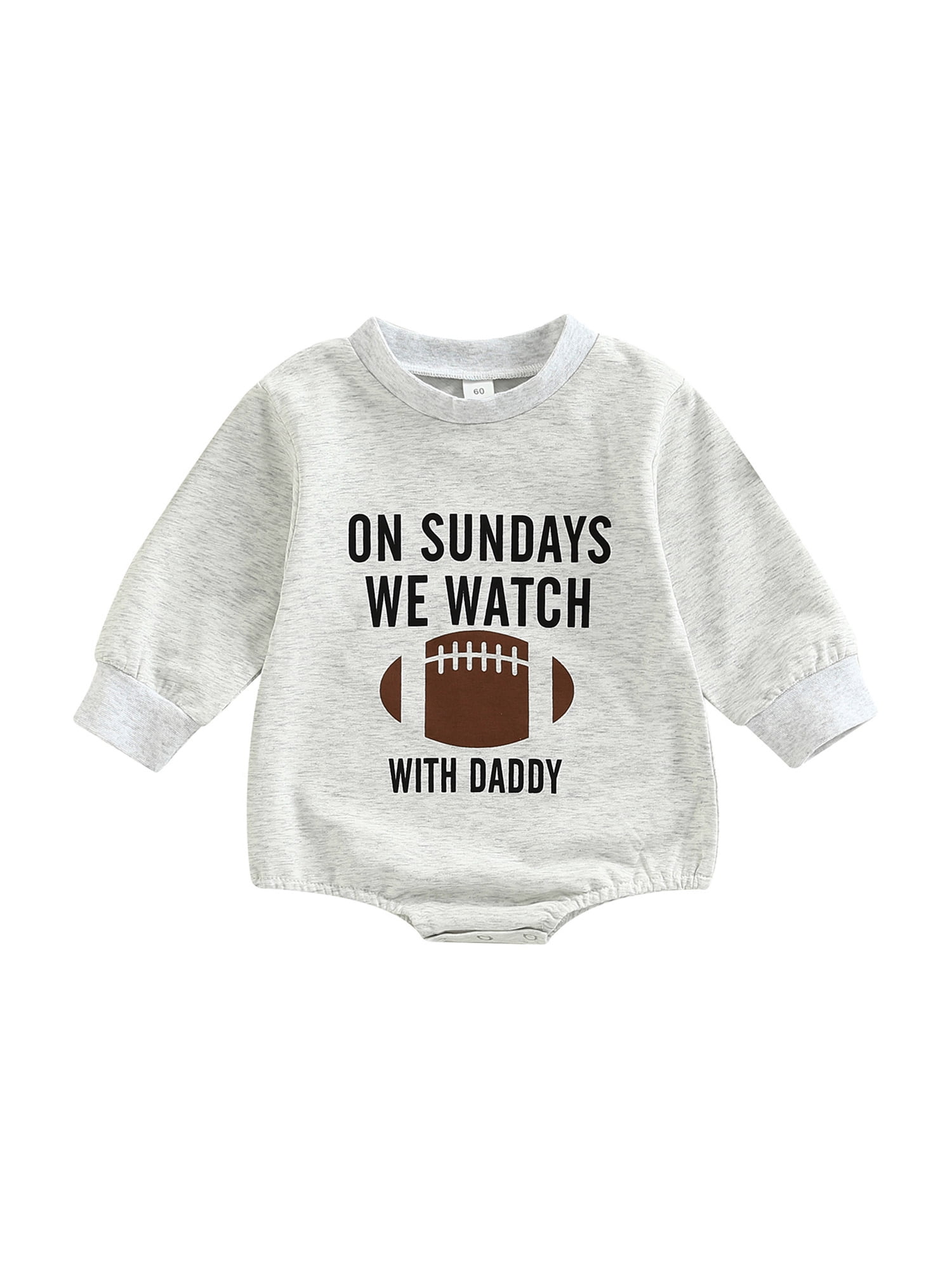 Newborn Baby Girl Boy Football Sweatshirt Romper Funny Letter Long