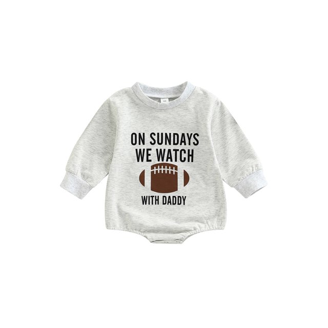 Newborn Baby Girl Boy Football Sweatshirt Romper Funny Letter Long