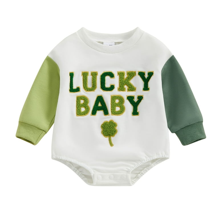 Newborn Baby Girl Boy My first St. Patrick s Day Outfit 3 6 12 18 Months Lucky Baby Romper Sweatshirt Onesie Bodysuit Walmart