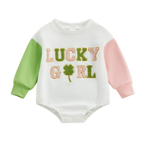 Newborn Baby Girl Boy My first St. Patrick's Day Outfit 3 6 12 18 Months Lucky Baby Romper Sweatshirt Onesie Bodysuit