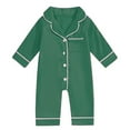 thumbnail image 1 of Newborn Baby Girl Boy One Piece Pajama Romper Sleep Jumpsuit Silk Satin Long Sleeve Button Down Pjs Sleepwear Green 0-3 Months, 1 of 2
