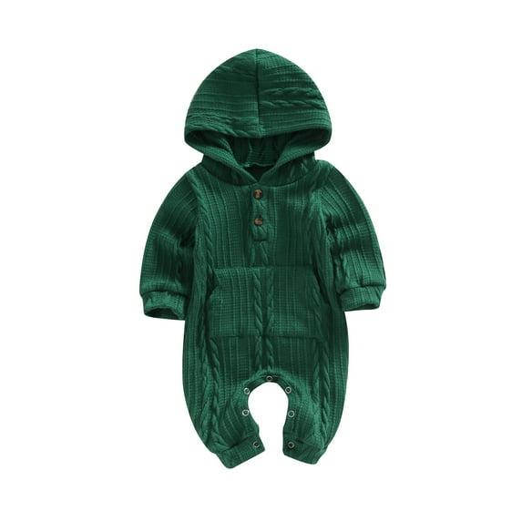 Newborn Baby Girl Boy Romper 3M 6M 12M 18M Long Sleeve Knitted Hooded Casual Long Jumpsuit Fall Winter Warm Clothes
