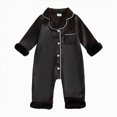 thumbnail image 1 of Newborn Baby Girl Boy Silk Pajamas Long Sleeve Button Down Satin Infant Pjs One Piece Jumpsuit Loungewear, 1 of 1