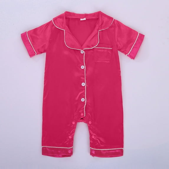 Girl Pajamas Satin Pjs Lapel Collar Short Sleeve Button Down Pjs Toddler Christmas Pajamas for Toddler Boys 0-3 Months
