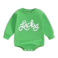 thumbnail image 1 of Newborn Baby Girl Boy St. Patrick's Day Outfit Lucky Embroidery Sweatshirt Romper Oversized Long Sleeve Bodysuit Tops, 1 of 7