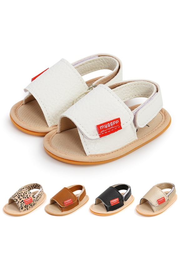 Newborn Baby Girl Boy Summer PU Leather Sandals Anti-slip Prewalker Kids Soft Sole Crib Shoes 0-18M