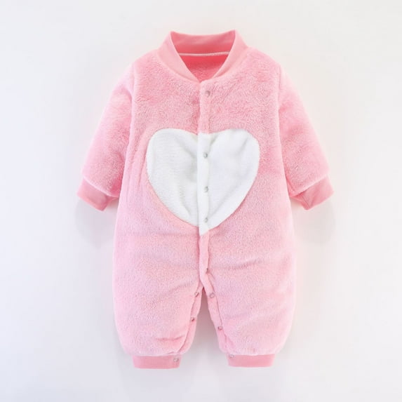 Newborn Baby Girl Boys Winter Outfit Hooded Jumpsuit Infant One Piece Romper Baby Warm Snowsuit Clothes Gifts Set Pink 12-18 Months