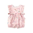 thumbnail image 1 of Newborn Baby Girl Cartoon Rainbow Jumpsuit Ruffle Fly Sleeve Romper Summer Bodysuit, 1 of 6