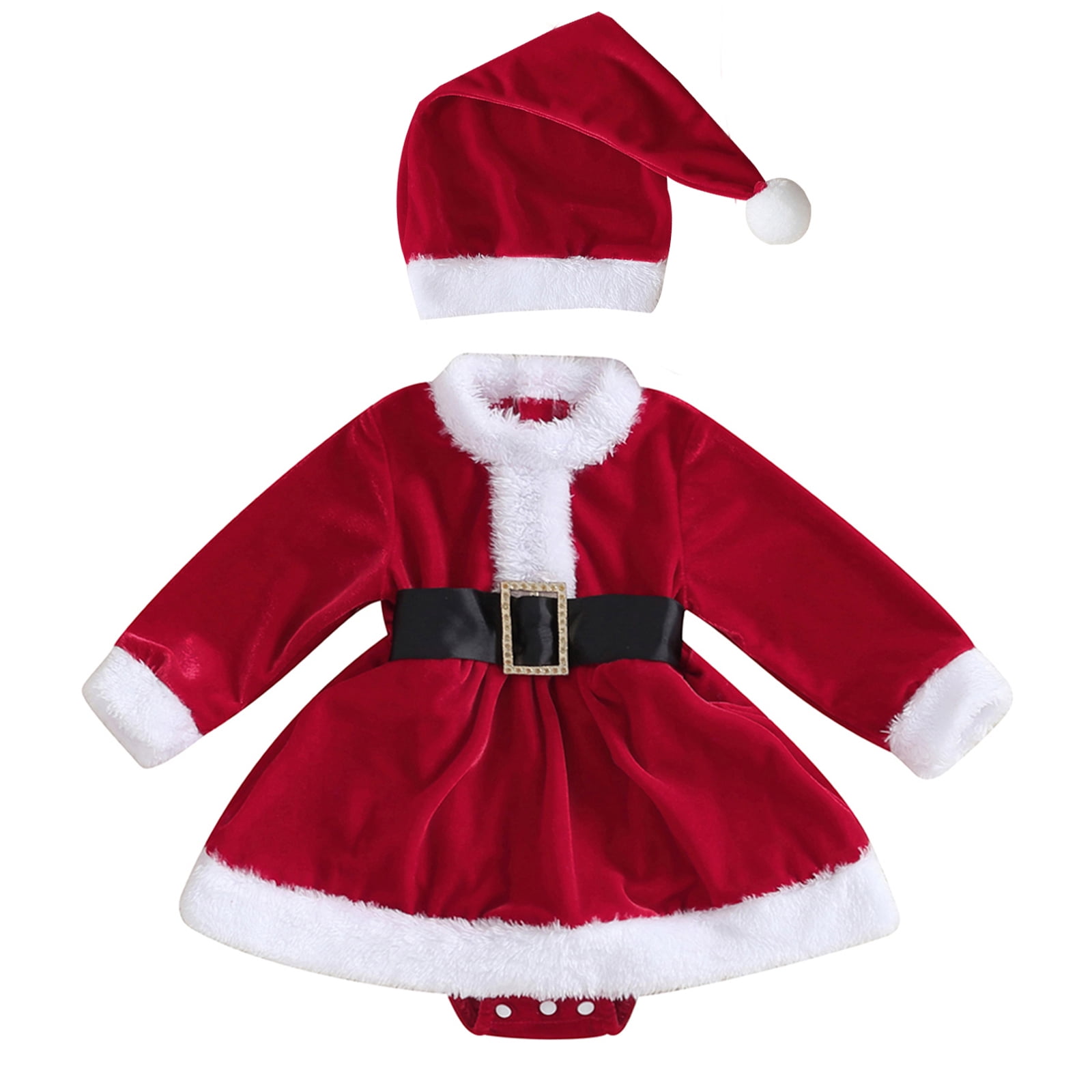Newborn Baby Girl Christmas Dress Winter Velvet Long Sleeve Ball Gown