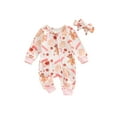 thumbnail image 1 of Newborn Baby Girl Christmas Outfit Gingerbread Onesie Zipper Romper Jumpsuit Xmas Outfit Fall Winter Clothes, 1 of 8
