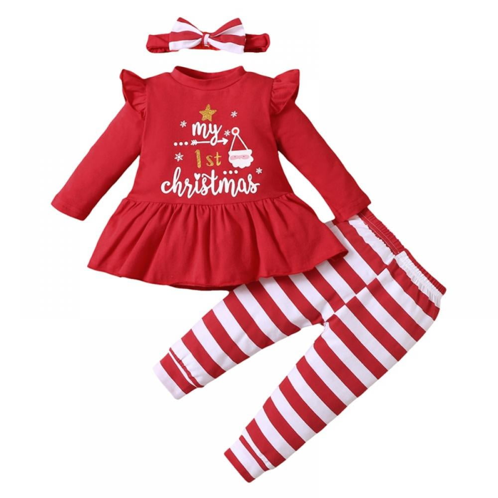 Newborn Baby Girl Christmas Outfit My First Christmas Romper Stripr