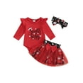 thumbnail image 1 of Newborn Baby Girl Christmas Outfit Santa Baby Onesie Romper Tutu Tulle Skirt Set Headband 3Pcs Infant Xmas Clothes, 1 of 9