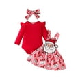 thumbnail image 1 of Newborn Baby Girl Christmas Outfits Ruffle Long Sleeve Romper Gingerbread Man Suspender Dress 3 6 9 12 18 Months Fall Winter Clothes, 1 of 8