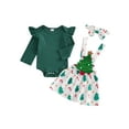 thumbnail image 1 of Newborn Baby Girl Christmas Outfits Ruffle Long Sleeve Romper Gingerbread Man Suspender Dress 3 6 9 12 18 Months Fall Winter Clothes, 1 of 8