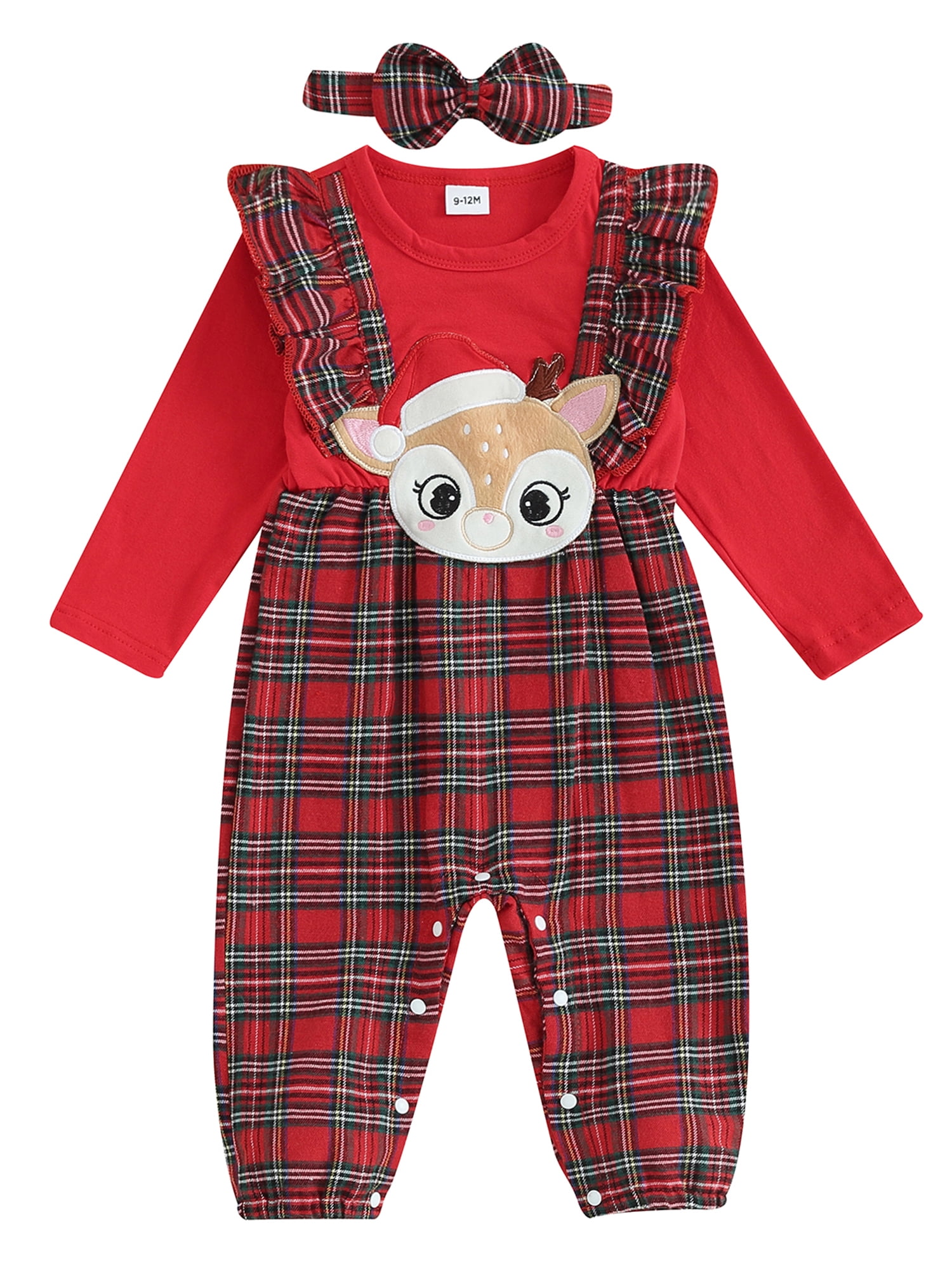 Newborn Baby Girl Christmas Thanksgiving Outfit Infant Romper Jumpsuit
