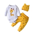 thumbnail image 1 of Newborn Baby Girl Clothes Animals Style Long Sleeve Ruffle Romper Pants Set 3PCS Yellow 9-12 Months, 1 of 6