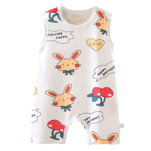 Newborn Baby Girl Clothes Cotton Bubble Romper for 6-12 Months Baby Sleeveless Summer Clothes For Babies 1 18 Months Old Both Boys And Girls Light And Thin With A Closed Crotch