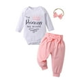 thumbnail image 1 of Newborn Baby Girl Clothes Letter Style Long Sleeve Ruffle Romper Pants Set 3PCS Fall Outfits Pink 0-3 Months, 1 of 6