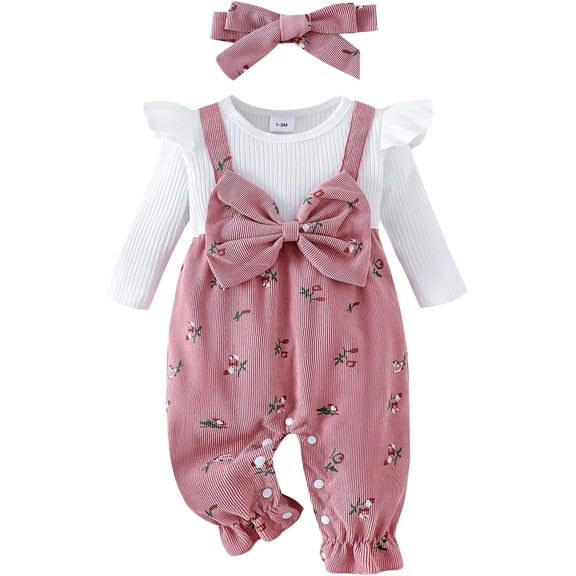 Newborn Baby Girl Clothes Long Sleeve Romper One Piece Jumpsuit Fall Winter Infant Outfits 0 3 6 9 12 18 Months
