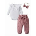 thumbnail image 1 of Newborn Baby Girl Clothes Long Sleeve Ruffle Romper Floral Print Pants Set 3PCS Pink, 1 of 6