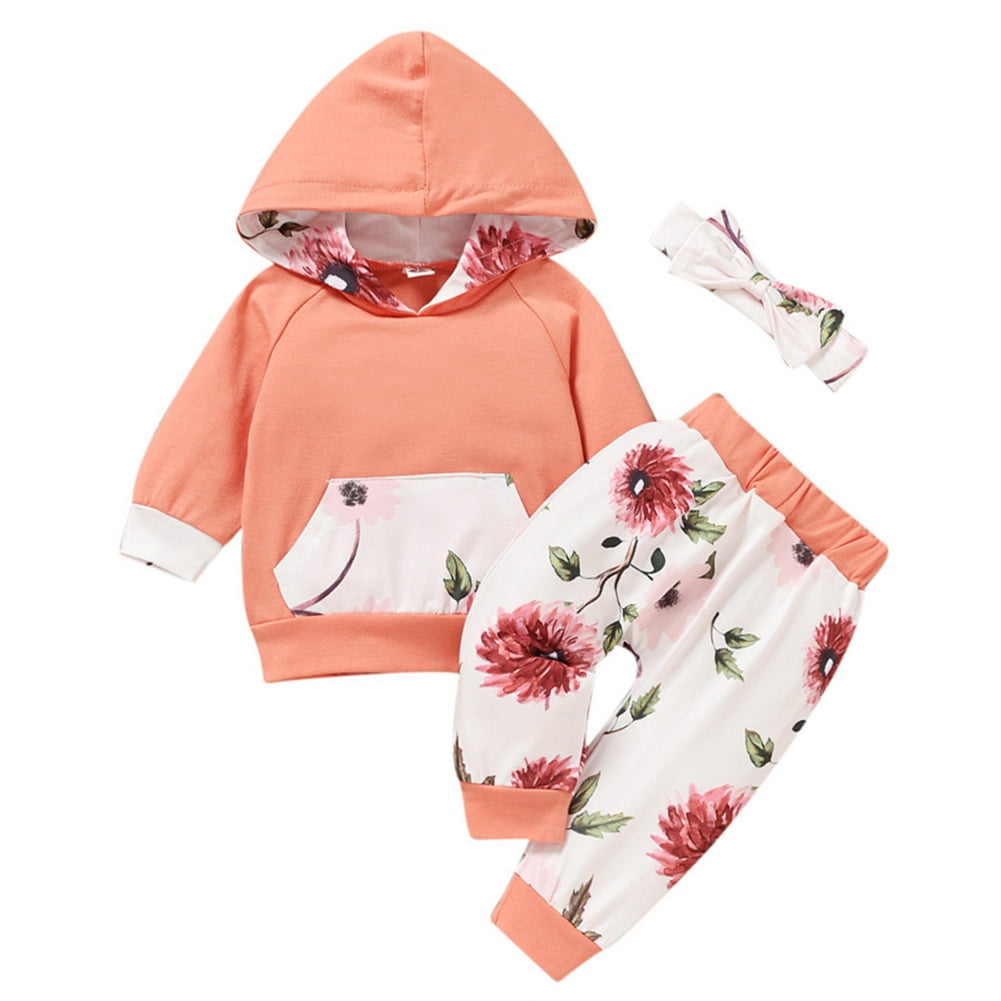 Newborn Baby Girl Clothes Outfits Infant Hoodie Sweatshirt Floral Pants