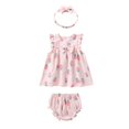 thumbnail image 1 of Newborn Baby Girl Clothes Strawberry Print Ruffle Sleeveless Tunic Bowknot Princess Casual Dress Shorts Headwear Set Infant Summer Outfits Girls Clothing Set 0-24 Months, 1 of 9