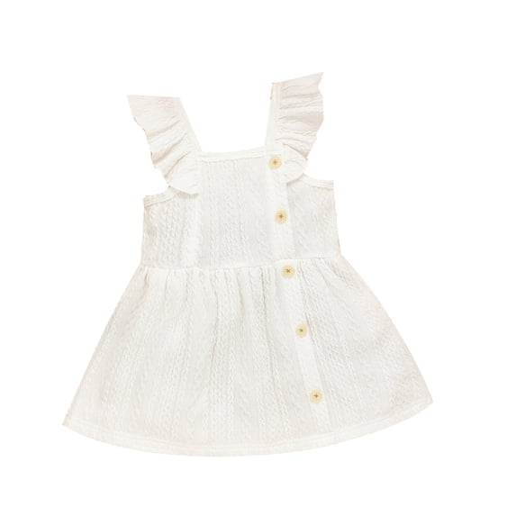 Newborn Baby Girl Clothes Summer White Square Neck Suspender Dress 9-12M A-line Skirt Infant Outfits