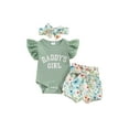 thumbnail image 1 of Newborn Baby Girl Daddy Clothes Set Daddy's Girl Ribbed Short Sleeve Romper Floral Shorts 3Pcs Summer Outfits, 1 of 7
