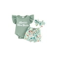 thumbnail image 1 of Newborn Baby Girl Daddy Clothes Set Daddy's Girl Ribbed Short Sleeve Romper Floral Shorts 3Pcs Summer Outfits, 1 of 7
