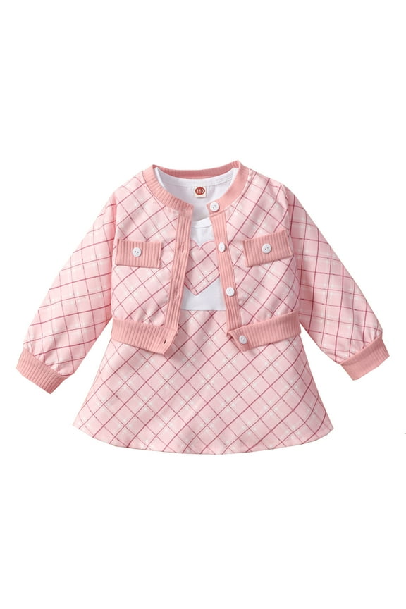 Newborn Baby Girl Elegant Dress Set Long Sleeve Plaid Jacket Coat Floral Tutu Skirt Party Dresses Outfit