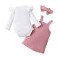 thumbnail image 1 of Newborn Baby Girl Fall Clothes Ruffle Long Sleeve Ribbed Romper Corduroy Suspender Skirts Infant Overalls Dress, 1 of 8