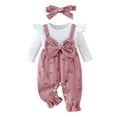 thumbnail image 1 of Newborn Baby Girl Fall Outfit Romper Floral Print Fake Two Pieces Patchwork Bow Jumpsuit 1 3 6 9 12 18 Months Infant Cute Winter Clothes, 1 of 10