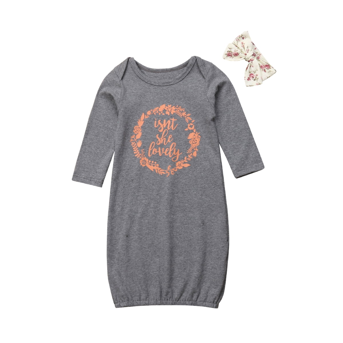 Newborn Baby Girl Floral Nightgowns Long Sleeve Lovely Cotton Sleeper